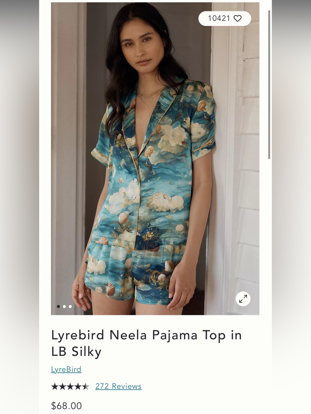 NWT Lyrebird Neela Pajama Top in LB Silky - Picture 2 of 6